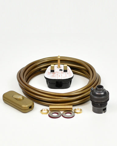 Table Lamp Wiring Kit | Bronze B22 Bayonet Bulb Holder | Inline Switch - Vendimia Lighting Co.