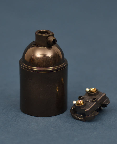 Bakelite Bulb Holder | Plain Skirt | Jet Black - Vendimia Lighting Co.