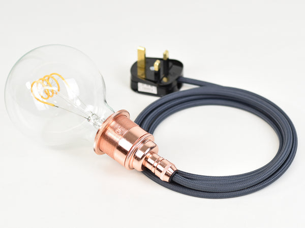 Plug-in Pendant | Premium Brass Lamp Holder | Copper & Grey - Vendimia Lighting Co.