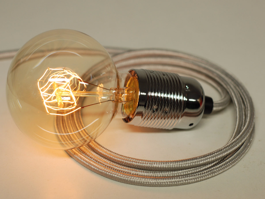 Plug-in Pendant | Premium Round Fabric Cable | Silver Birch - Vendimia Lighting Co.