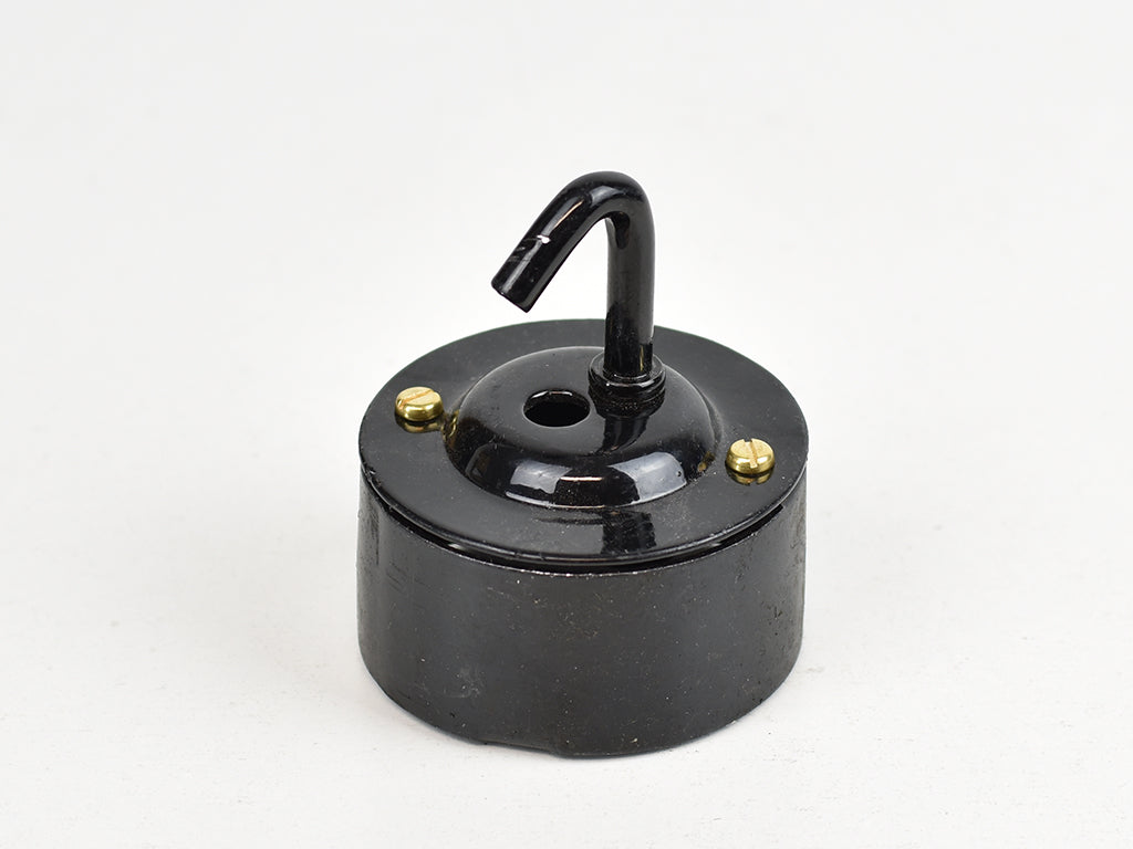 Steel conduit ceiling rose Black Small Hook Vendimia Lighting Co.