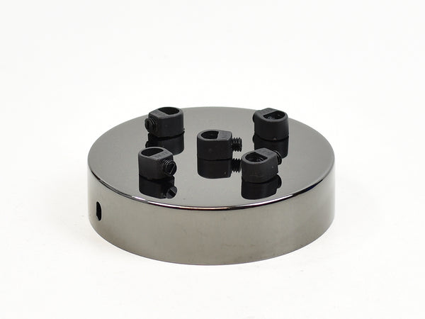 Steel Ceiling Rose | Multi Outlet | Polished Black - Vendimia Lighting Co.