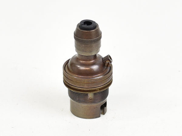 B22 Brass Bulb Holder | Threaded Skirt | Old English Brass - Vendimia Lighting Co.