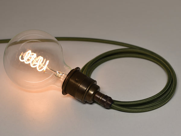 Plug-in Pendant | Premium Brass Lamp Holder | Old English Brass & Army Green - Vendimia Lighting Co.