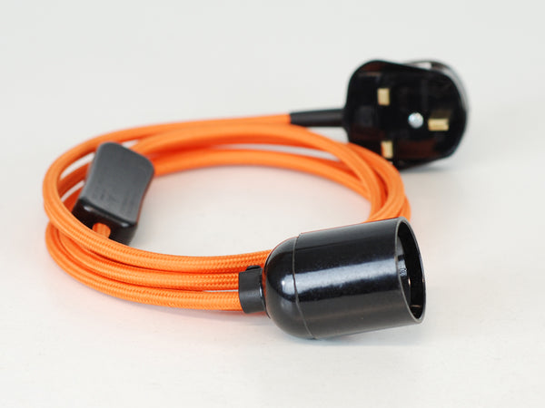 Plug-in Pendant | Round Fabric Cable | Shocking Orange - Vendimia Lighting Co.