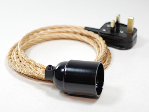 Plug-in Pendant | Twisted Fabric Cable | Honey Gold - Vendimia Lighting Co.