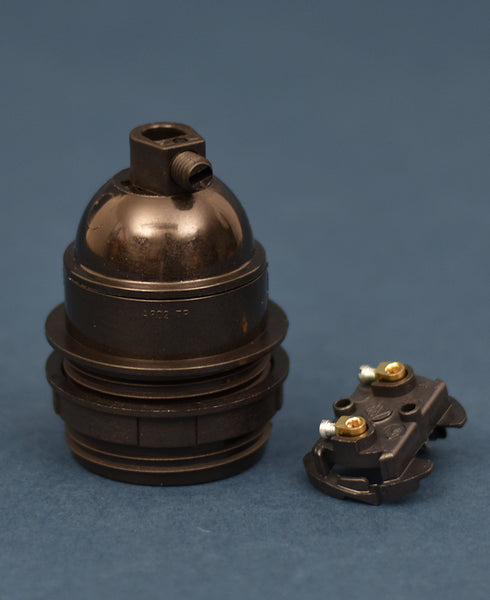 Bakelite Bulb Holder | Half Threaded | Jet Black - Vendimia Lighting Co.