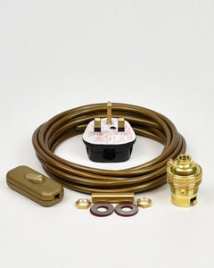 Table Lamp Wiring Kit | Brass B22 Bayonet Bulb Holder | Inline Switch - Vendimia Lighting Co.