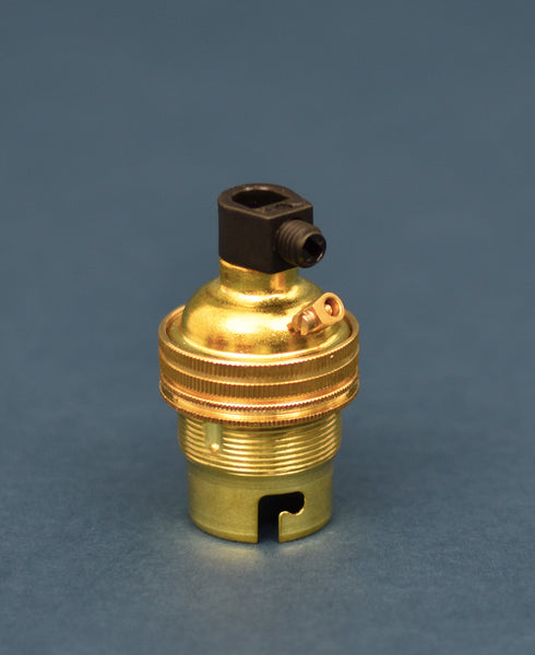 B22 Brass Bulb Holder | Threaded Skirt | Brass - Vendimia Lighting Co.