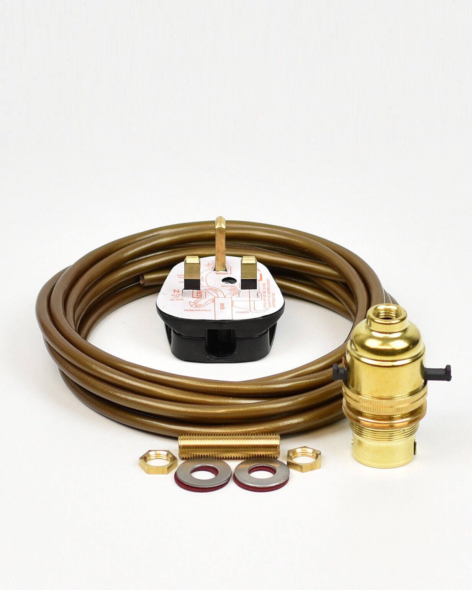 Table Lamp Wiring Kit | Brass B22 Bayonet Bulb Holder | Built In Switch - Vendimia Lighting Co.