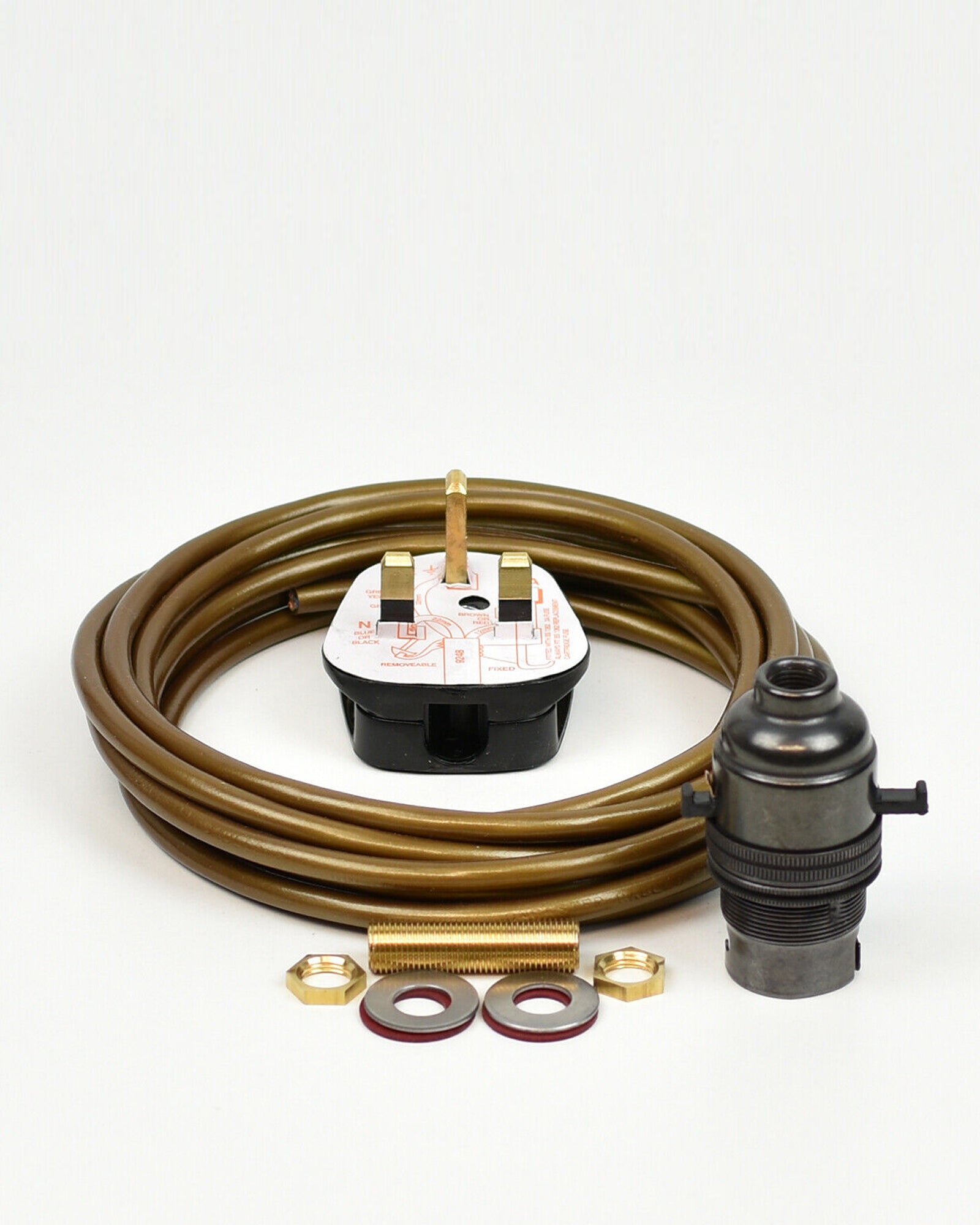 Table Lamp Wiring Kit | Bronze B22 Bayonet Bulb Holder | Built In Switch - Vendimia Lighting Co.