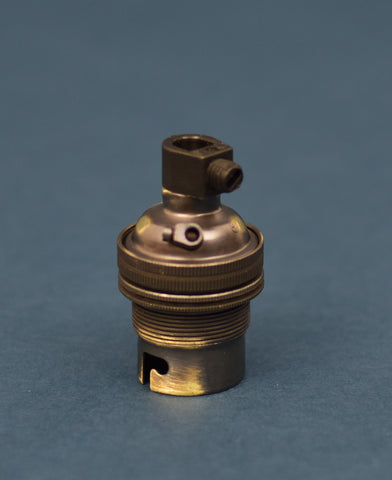 B22 Brass Bulb Holder | Threaded Skirt | Brushed Antique - Vendimia Lighting Co.