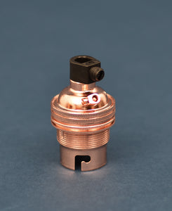 B22 Brass Bulb Holder | Threaded Skirt | Polished Copper - Vendimia Lighting Co.