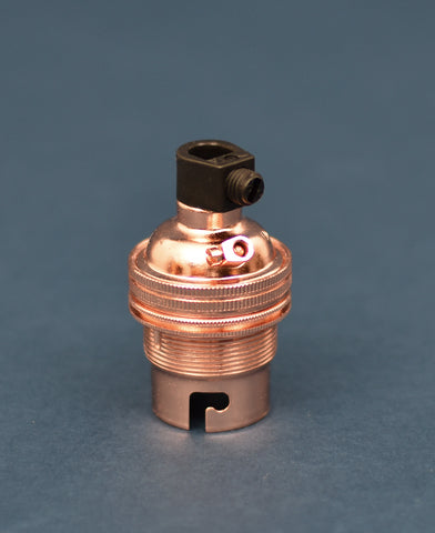 B22 Brass Bulb Holder | Threaded Skirt | Polished Copper - Vendimia Lighting Co.
