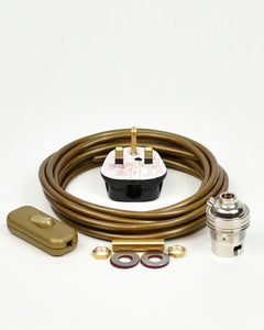 Table Lamp Wiring Kit | Nickel Silver B22 Bayonet Bulb Holder | Inline Switch - Vendimia Lighting Co.