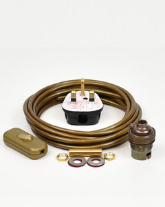 Table Lamp Wiring Kit | Old English Brass B22 Bayonet Bulb Holder | Inline Switch - Vendimia Lighting Co.