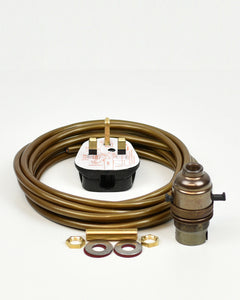 Table Lamp Wiring Kit | Old English Brass B22 Bayonet Bulb Holder | Built In Switch - Vendimia Lighting Co.