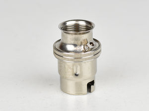 B22 Brass Bulb Holder | 20mm Conduit Fitting | Plain Nickel Silver - Vendimia Lighting Co.