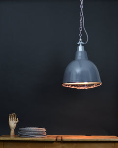 Ceiling Pendant | XL Domed & Grill | Dove Grey - Vendimia Lighting Co.