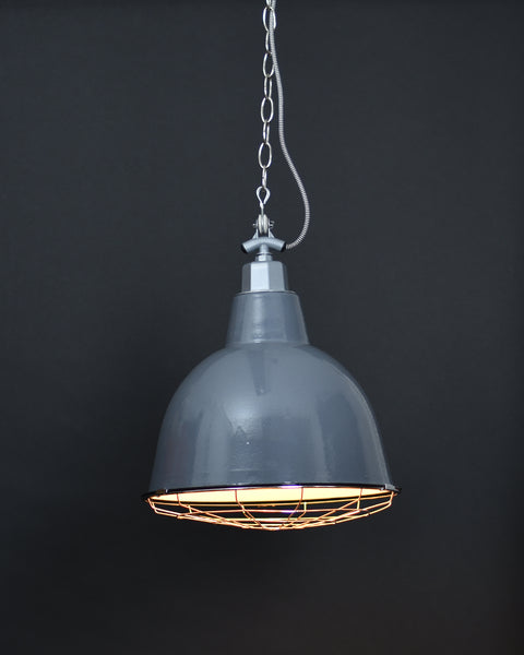 Ceiling Pendant | XL Domed & Grill | Dove Grey - Vendimia Lighting Co.