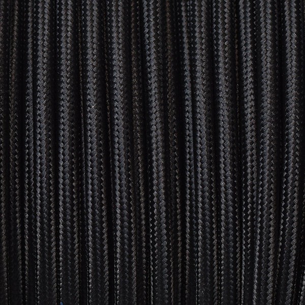 Fabric Cable | Round | Jet Black - Vendimia Lighting Co.