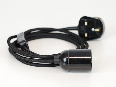 Plug-in Pendant | Round Fabric Cable | Jet Black - Vendimia Lighting Co.