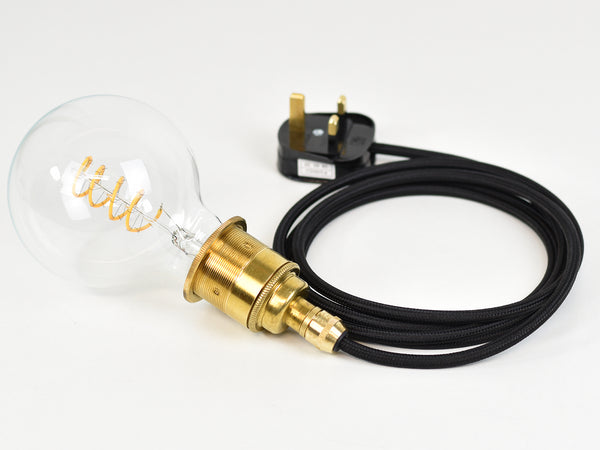 Plug-in Pendant | Premium Brass Lamp Holder | Brass & Black - Vendimia Lighting Co.