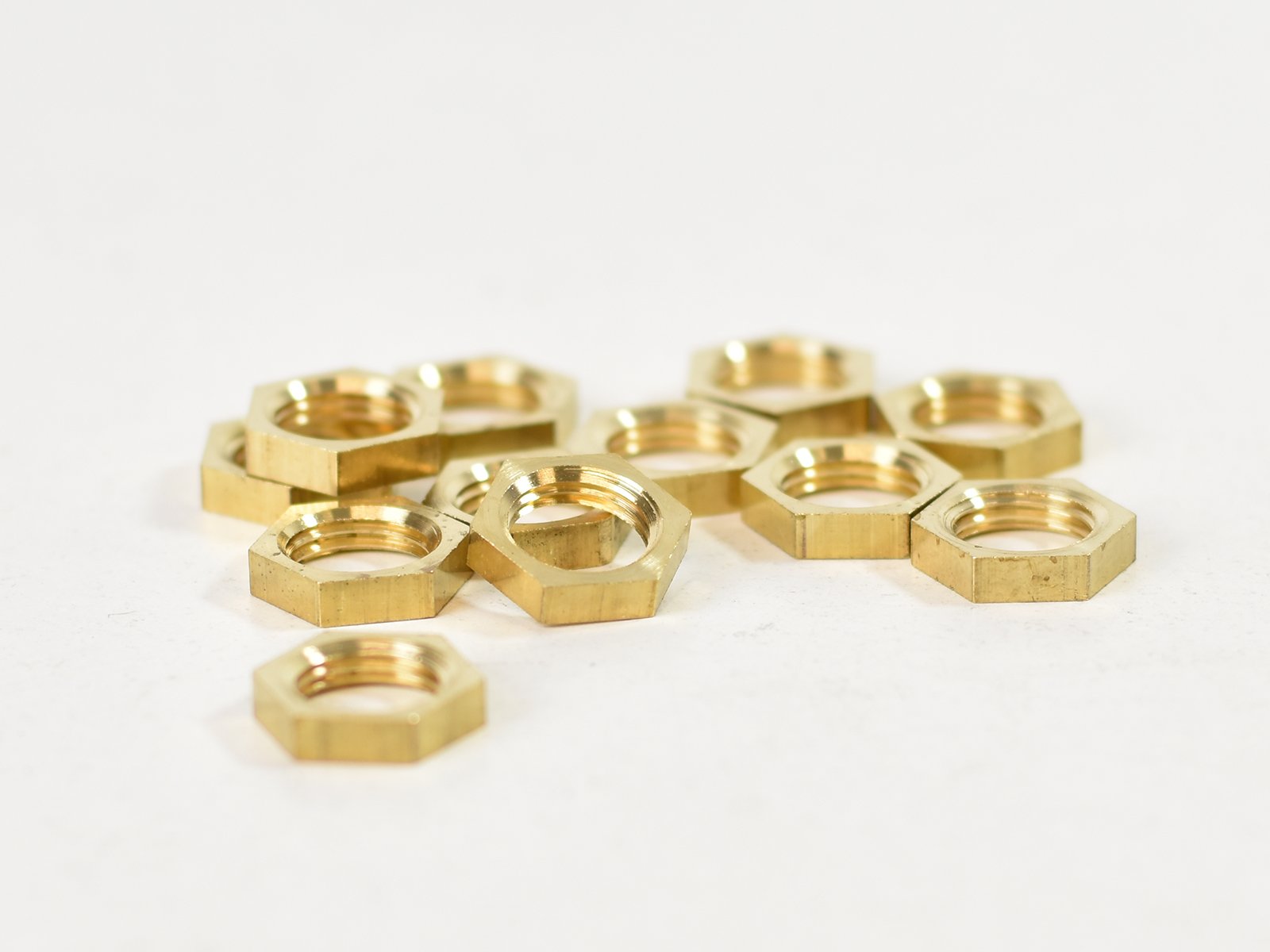 M10 solid brass hexagon locknuts half nuts | various quantites - Vendimia Lighting Co.