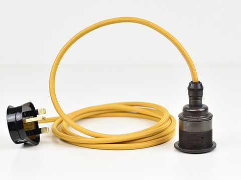 Plug-in Pendant | Premium Brass Lamp Holder | Dark Bronze & Mustard - Vendimia Lighting Co.