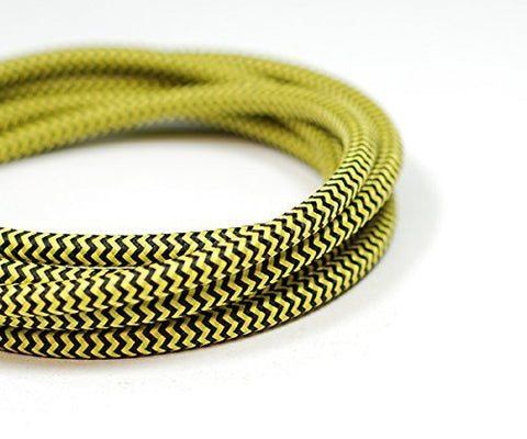 Fabric Cable | Round | Chevron Black & Yellow - Vendimia Lighting Co.