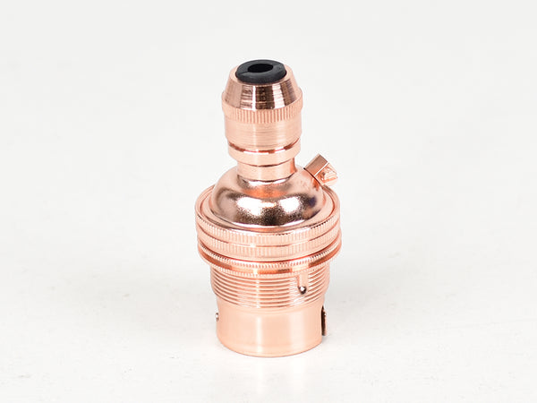 B22 Brass Bulb Holder | Threaded Skirt | Polished Copper - Vendimia Lighting Co.