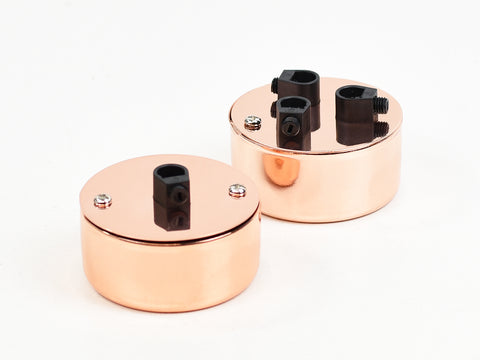 Steel Conduit Box Ceiling Rose | Multi Outlet | Polished Copper - Vendimia Lighting Co.