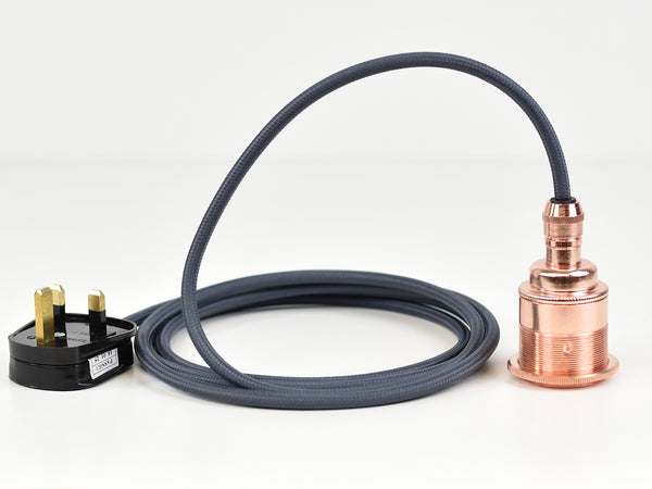 Plug-in Pendant | Premium Brass Lamp Holder | Copper & Grey - Vendimia Lighting Co.