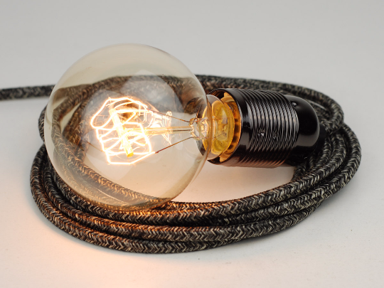 Plug-in Pendant Premium Round Fabric Cable Black Marl