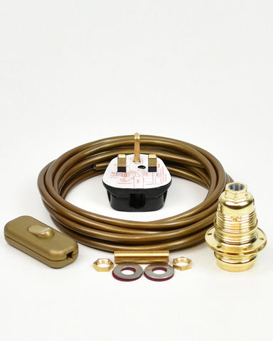Table Lamp Wiring Kit | Brass E14 SES Bulb Holder | Inline Switch - Vendimia Lighting Co.
