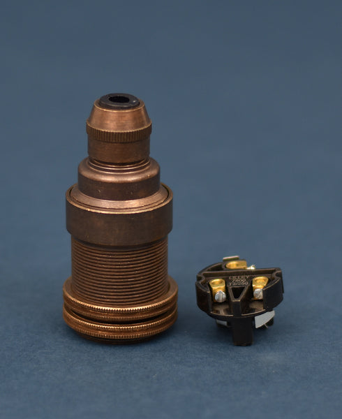 E14 Brass Bulb Holder | Threaded Skirt | Old English Brass - Vendimia Lighting Co.
