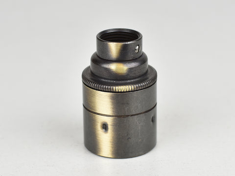 E27 Brass Bulb Holder | 20mm Conduit Fitting | Plain Brushed Antique - Vendimia Lighting Co.