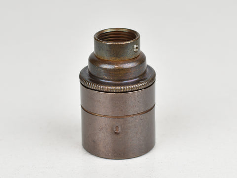 E27 Brass Bulb Holder | 20mm Conduit Fitting | Plain Old English Brass - Vendimia Lighting Co.