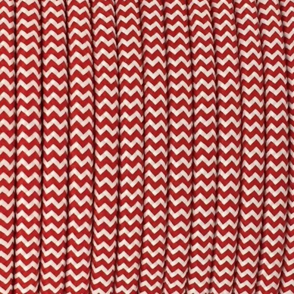 Round Fabric Cable | Chevron Red & White - Vendimia Lighting Co.