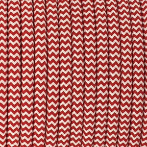 Round Fabric Cable | Chevron Red & White - Vendimia Lighting Co.