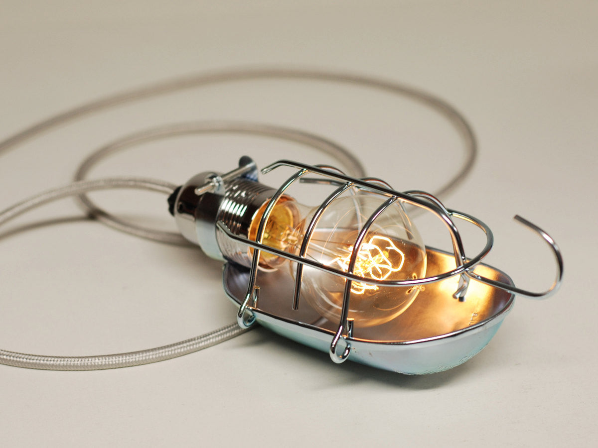 Desk Lamp | Premium Inspection Lamp Cage | Polished Silver - Vendimia Lighting Co.