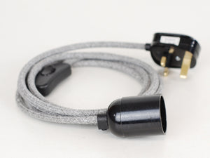 Plug-in Pendant | Round Fabric Cable | Grey Marl - Vendimia Lighting Co.