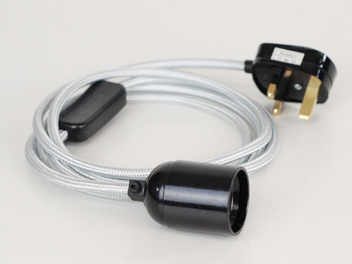 Plug-in Pendant | Round Fabric Cable | Silver Birch - Vendimia Lighting Co.