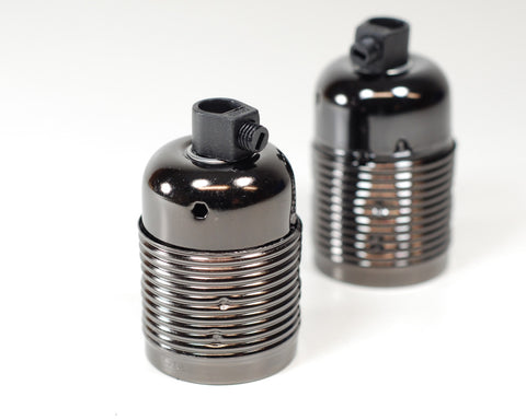 Steel Bulb Holder | Polished Black - Vendimia Lighting Co.