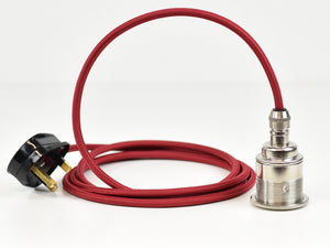 Plug-in Pendant | Premium Brass Lamp Holder | Nickel Silver & Maroon - Vendimia Lighting Co.