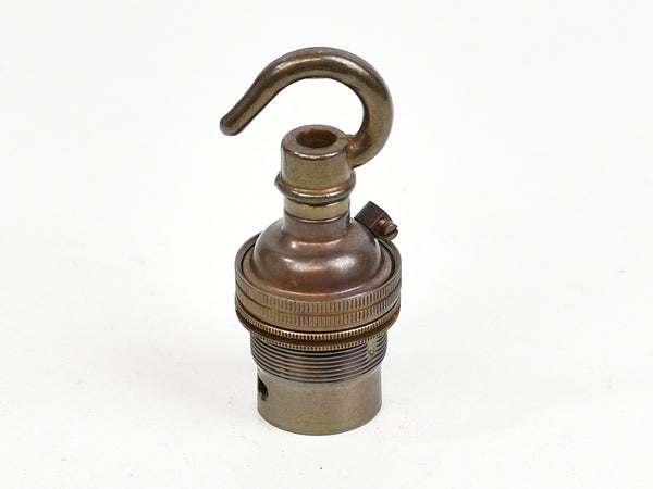 B22 Brass Bulb Holder | Threaded Skirt | Old English Brass - Vendimia Lighting Co.