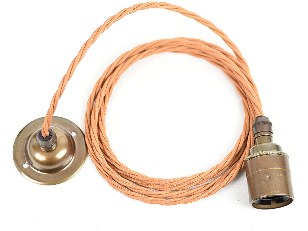 E27 Pendant Light Fitting Set | Old English Brass & Rust Brown - Vendimia Lighting Co.