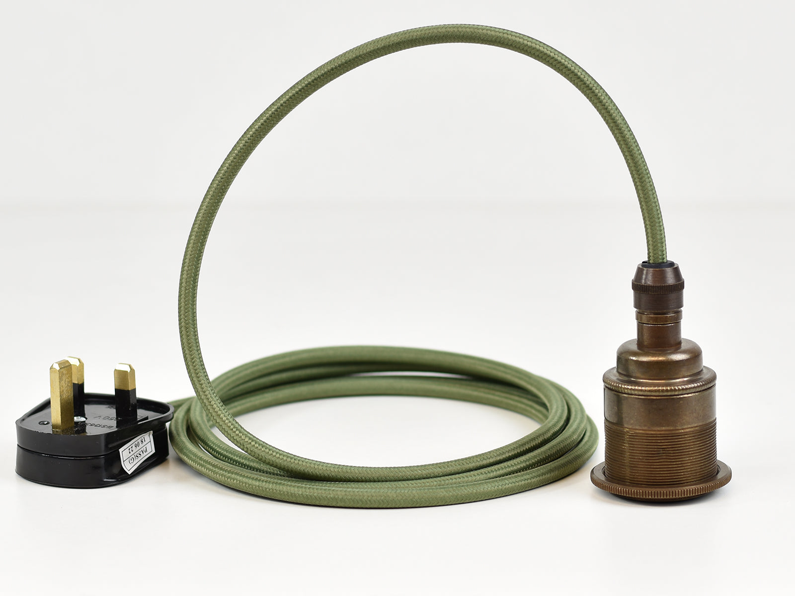 Plug-in Pendant | Premium Brass Lamp Holder | Old English Brass & Army Green - Vendimia Lighting Co.