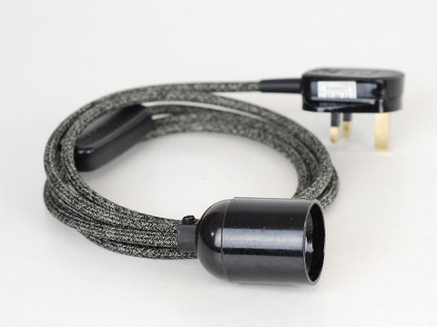 Plug-in Pendant | Round Fabric Cable | Black Marl - Vendimia Lighting Co.