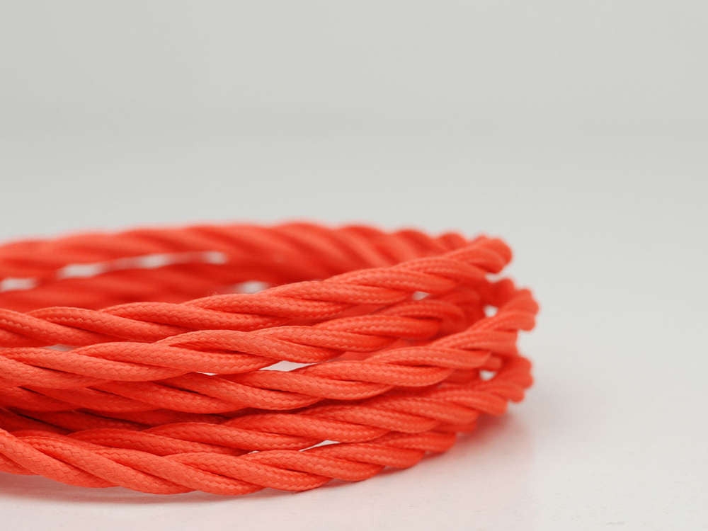 Fabric Cable | Twisted | Shocking Orange - Vendimia Lighting Co.